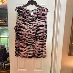 Calvin Klein Black and Pink Ruched Blouse 2x